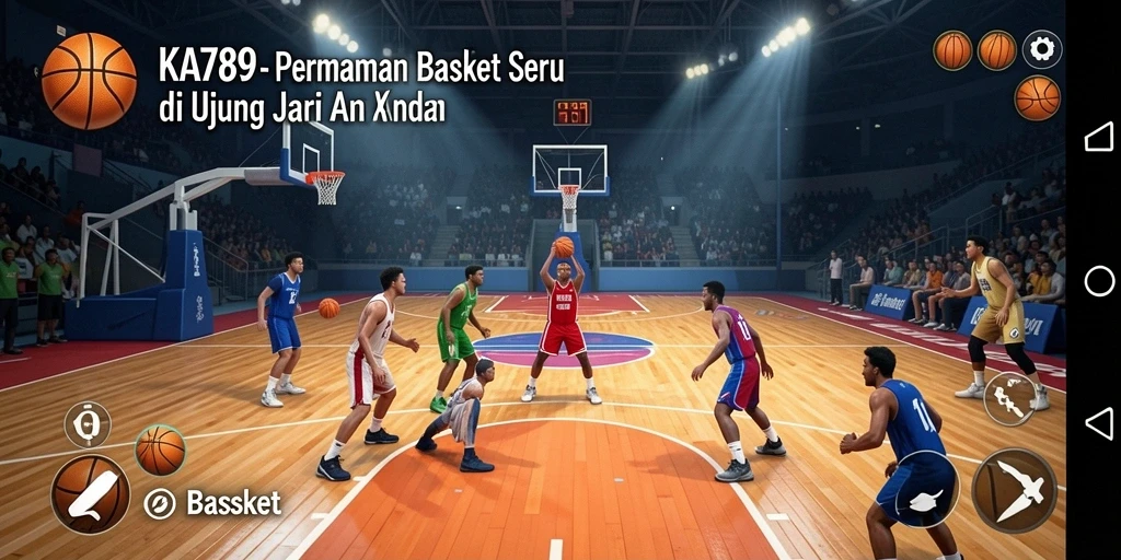 Screenshot KA789 menampilkan aksi seru di lapangan basket.